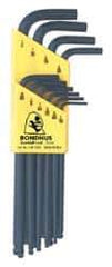 Bondhus - 10 Piece L-Key Ball End Hex Key Set - Hex Range 1/16 to 1/4" - USA Tool & Supply