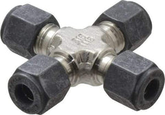 Parker - 1/4" OD, Stainless Steel Union Cross - 7/16" Hex, All Comp Ends - USA Tool & Supply