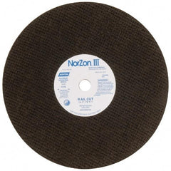 Norton - 14" 30 Grit Zirconia Alumina Cutoff Wheel - 1/8" Thick, 1" Arbor, 5,400 Max RPM, Use with Electric & Gas Powered Saws - USA Tool & Supply
