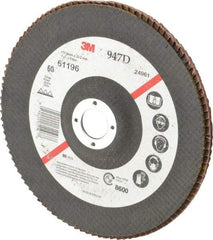 3M - 60 Grit, 7" Disc Diam, 7/8" Center Hole, Type 27 Ceramic Flap Disc - 8,600 Max RPM, Cloth Backing, Arbor Attaching System, Coated - USA Tool & Supply