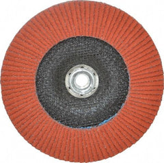 3M - 40 Grit, 7" Disc Diam, 5/8-11 Center Hole, Type 27 Ceramic Flap Disc - 8,600 Max RPM, Cloth Backing, Arbor Attaching System, Coated - USA Tool & Supply
