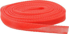 Huot - 50 Ft Long, Stretchable, Protection Mesh Sleeving - Red, 1-1/2" OD - USA Tool & Supply
