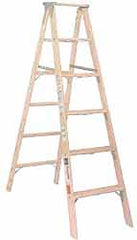 Made in USA - 8 Ft. High, Type IA Rating, Wood Step Ladder - USA Tool & Supply