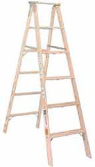 Made in USA - 8 Ft. High, Type I Rating, Wood Step Ladder - USA Tool & Supply