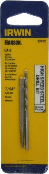 Irwin - 2 Piece Spiral Flute Screw Extractor & Drill Set - Screw Range 5/32 to 7/32" - USA Tool & Supply