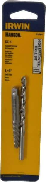 Irwin - 2 Piece Spiral Flute Screw Extractor & Drill Set - Screw Range 9/32 to 3/8" - USA Tool & Supply