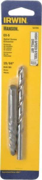 Irwin - 2 Piece Spiral Flute Screw Extractor & Drill Set - Screw Range 3/8 to 5/8" - USA Tool & Supply