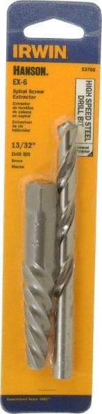 Irwin - 2 Piece Spiral Flute Screw Extractor & Drill Set - Screw Range 5/8 to 7/8" - USA Tool & Supply