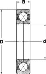 Angular Contact Ball Bearing: 85 mm Bore Dia, 150 mm OD, 28 mm OAW, Without Flange 36,000 lb Static Load, 33,300 lb Dynamic Load