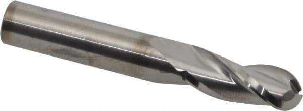 RobbJack - 3/8" Diam, 7/8" LOC, 3 Flute Solid Carbide Ball End Mill - Uncoated, Single End, 2-1/2" OAL, 3/8" Shank Diam, Spiral Flute - USA Tool & Supply