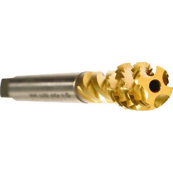 Emuge - 1/2-20 UNF 4 Flute 2B Modified Bottoming Spiral Flute Tap - Cobalt, TiN Finish, 3.937" OAL, Right Hand Flute, Right Hand Thread, Series Enorm - USA Tool & Supply