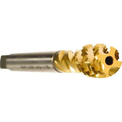 Emuge - 1/2-20 UNF 4 Flute 2B Modified Bottoming Spiral Flute Tap - Cobalt, TiN Finish, 3.937" OAL, Right Hand Flute, Right Hand Thread, Series Enorm - USA Tool & Supply