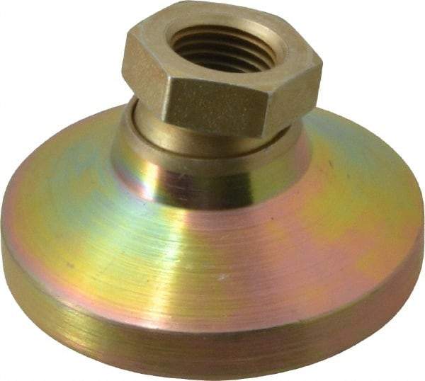 Vlier - 5000 Lb Capacity, 1/2-20 Thread, 1-1/8" OAL, Steel Stud, Tapped Pivotal Socket Mount Leveling Pad - 1-7/8" Base Diam, Steel Pad, 3/4" Hex - USA Tool & Supply