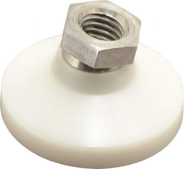 Vlier - 700 Lb Capacity, 1/2-13 Thread, 1-1/8" OAL, Stainless Steel Stud, Tapped Pivotal Socket Mount Leveling Pad - 1-7/8" Base Diam, Delrin Pad, 3/4" Hex - USA Tool & Supply
