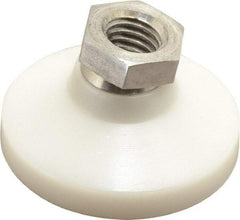 Vlier - 700 Lb Capacity, 1/2-13 Thread, 1-1/8" OAL, Stainless Steel Stud, Tapped Pivotal Socket Mount Leveling Pad - 1-7/8" Base Diam, Delrin Pad, 3/4" Hex - USA Tool & Supply