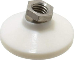 Vlier - 1200 Lb Capacity, 5/8-11 Thread, 1-1/4" OAL, Stainless Steel Stud, Tapped Pivotal Socket Mount Leveling Pad - 2-1/2" Base Diam, Delrin Pad, 7/8" Hex - USA Tool & Supply