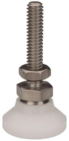 Vlier - 1/4-20 Bolt Thread, Studded Pivotal Stud Mount Leveling Pad & Mount - 200 Max Lb Capacity, 1" Base Diam - USA Tool & Supply