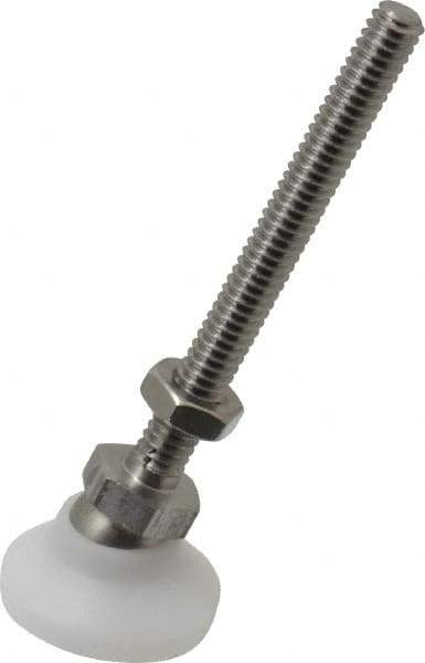 Vlier - 1/4-20 Bolt Thread, Studded Pivotal Stud Mount Leveling Pad & Mount - 200 Max Lb Capacity, 1" Base Diam - USA Tool & Supply