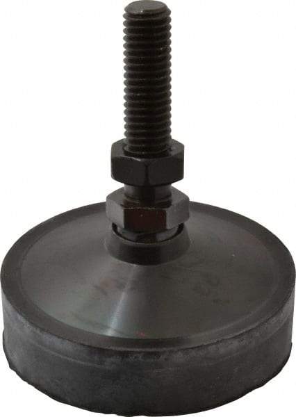 Vlier - 800 Lb Capacity, 1/2-13 Thread, 3-5/8" OAL, Steel Stud, Studded Pivotal Socket Mount Leveling Pad & Mount - 2" Stud Length, 3" Base Diam, Neoprene Pad, 3/4" Hex - USA Tool & Supply