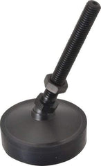 Vlier - 800 Lb Capacity, 1/2-13 Thread, 5-5/8" OAL, Steel Stud, Studded Pivotal Socket Mount Leveling Pad & Mount - 4" Stud Length, 3" Base Diam, Neoprene Pad, 3/4" Hex - USA Tool & Supply