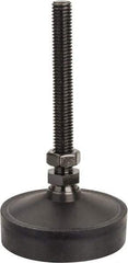 Vlier - 1200 Lb Capacity, 1/2-13 Thread, 5-5/8" OAL, Steel Stud, Studded Pivotal Socket Mount Leveling Pad & Mount - 4" Stud Length, 3" Base Diam, Neoprene Pad, 3/4" Hex - USA Tool & Supply