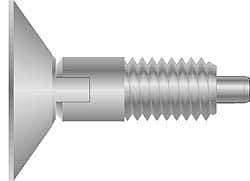 Gibraltar - 1/4-20, 0.4" Thread Length, 0.123" Max Plunger Diam, 1 Lb Init to 4 Lb Final End Force, Locking Knob Handle Plunger - Countersunk Knob, 1/8" Plunger Projection - USA Tool & Supply