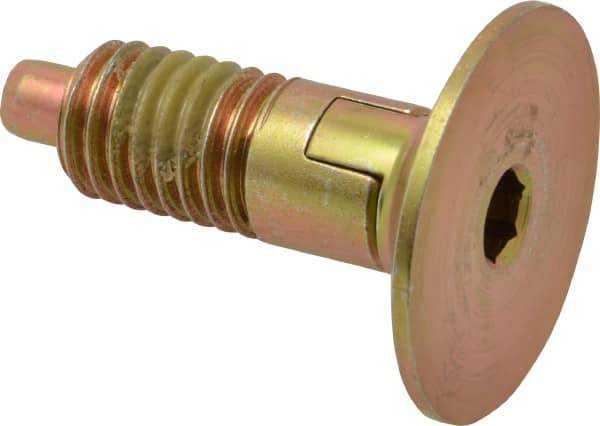 Vlier - 1/2-13, 0.65" Thread Length, 1/4" Max Plunger Diam, 1 Lb Init to 10 Lb Final End Force, Locking Knob Handle Plunger - Countersunk Knob, 1.38" Body Length, 1/4" Plunger Projection - USA Tool & Supply