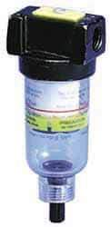 Parker - 3/8" Port, 46 CFM Coalescing Filter - Polycarbonate Bowl, Manual Drain, Modular Connection, 150 Max psi - USA Tool & Supply