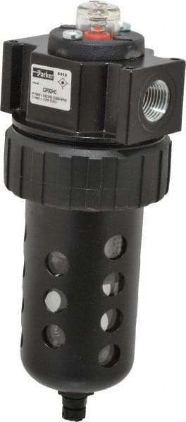 Parker - 1/2" Port, 135 CFM Coalescing Filter - Polycarbonate Bowl, Manual Drain, Modular Connection, 150 Max psi - USA Tool & Supply