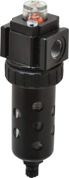 Parker - 3/8" Port, 34 CFM Coalescing Filter - Polycarbonate Bowl, Manual Drain, Modular Connection, 150 Max psi - USA Tool & Supply