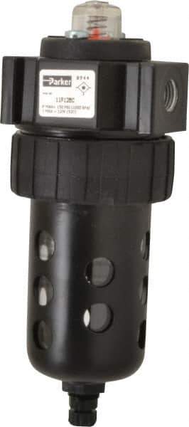 Parker - 1/4" Port, 46 CFM Coalescing Filter - Polycarbonate Bowl, Manual Drain, Modular Connection, 150 Max psi - USA Tool & Supply