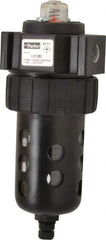 Parker - 1/4" Port, 46 CFM Coalescing Filter - Polycarbonate Bowl, Manual Drain, Modular Connection, 150 Max psi - USA Tool & Supply
