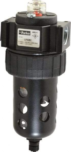 Parker - 1/2" Port, 46 CFM Coalescing Filter - Polycarbonate Bowl, Manual Drain, Modular Connection, 150 Max psi - USA Tool & Supply