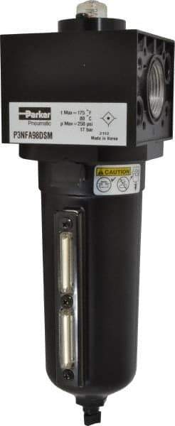 Parker - 1" Port Coalescing Filter - Aluminum Bowl, Manual Drain, 250 Max psi, 3.62" Long x 11.9" High - USA Tool & Supply