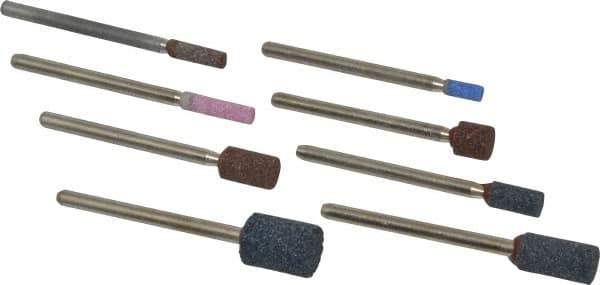 Grier Abrasives - 8 Piece Aluminum Oxide Vitrified Mounted Stone Abrasive Point Set - Includes Shapes W144, W145, W146, W153, W160, W162, W163 & W176 - USA Tool & Supply