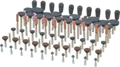Grier Abrasives - 100 Piece Aluminum Oxide Vitrified Mounted Stone Abrasive Point Set - Assorted Shapes - USA Tool & Supply