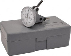 INTERAPID - 1.6 mm Range, 0.01 mm Dial Graduation, Vertical Dial Test Indicator - 1-1/2 Inch White Dial, 0-40-0 Dial Reading - USA Tool & Supply