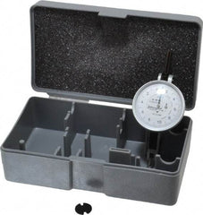 INTERAPID - 0.4 mm Range, 0.002 mm Dial Graduation, Horizontal Dial Test Indicator - 1-1/2 Inch White Dial, 0-10-0 Dial Reading - USA Tool & Supply