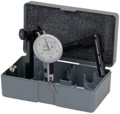 TESA Brown & Sharpe - 6 Piece, 0.05" to 0.06" Measuring Range, 1-1/2" Dial Diam, 0-15-0 Dial Reading, White Dial Test Indicator Kit - 0.0001" Accuracy, 0.65" Contact Point Length, 0.08" Ball Diam, 0.005" Dial Graduation - USA Tool & Supply