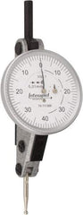 INTERAPID - 1.6 mm Range, 0.01 mm Dial Graduation, Horizontal Dial Test Indicator - 1-1/2 Inch White Dial, 0-40-0 Dial Reading - USA Tool & Supply