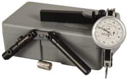 TESA Brown & Sharpe - 6 Piece, 0.0001" to 0.06" Measuring Range, 1-1/2" Dial Diam, 0-4-0 Dial Reading, White Dial Test Indicator Kit - 0.0001" Accuracy, 0.65" Contact Point Length, 0.08" Ball Diam, 0.001" Dial Graduation - USA Tool & Supply