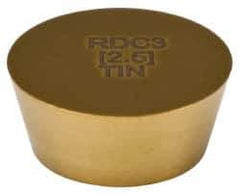 Cutting Tool Technologies - RDC32.5 Grade ICP55M Carbide Milling Insert - TiN Finish, 0.156" Thick, 3/8" Inscribed Circle - USA Tool & Supply
