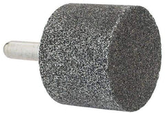 Grier Abrasives - 2" Head Diam x 1-1/2" Thickness, W243, Cylinder End, Aluminum Oxide Mounted Point - Blue, Medium Grade, 60 Grit, 19,100 RPM - USA Tool & Supply