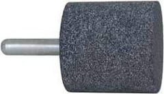 Grier Abrasives - 2" Head Diam x 2" Thickness, W244, Cylinder End, Aluminum Oxide Mounted Point - Blue, Medium Grade, 60 Grit, 19,100 RPM - USA Tool & Supply