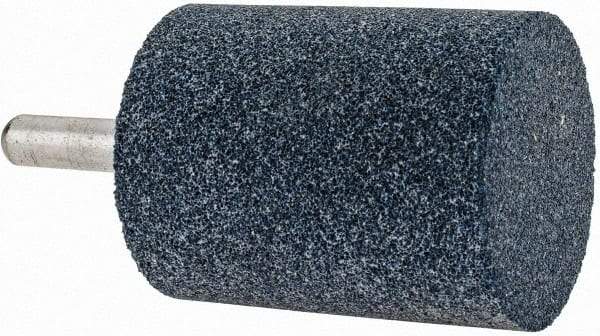 Grier Abrasives - 2" Head Diam x 2-1/2" Thickness, W245, Cylinder End, Aluminum Oxide Mounted Point - Blue, Medium Grade, 60 Grit, 19,860 RPM - USA Tool & Supply