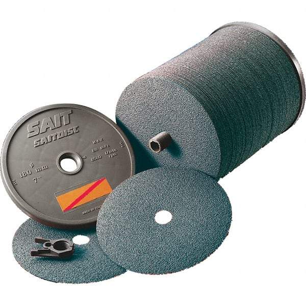 Sait - 4-1/2" Diam 7/8" Hole 80 Grit Fiber Disc - Zirconia Alumina, 11,000 Max RPM - USA Tool & Supply