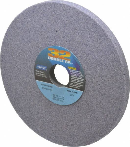 Norton - 8" Diam x 1-1/4" Hole x 1/2" Thick, I Hardness, 46 Grit Surface Grinding Wheel - Aluminum Oxide, Type 1, Coarse Grade, 3,105 Max RPM, Vitrified Bond, No Recess - USA Tool & Supply
