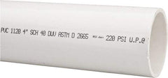 Made in USA - 4" Pipe, 5' Long PVC Unthreaded Plastic Pipe Nipple - 220 Max psi, 4" ID x 4-1/2" OD, Schedule 40, White - USA Tool & Supply