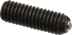 Vlier - 10-32, 0.094" Ball Diam, 0.57" Body Length, 0.025" Max Ball Reach, Threaded Ball Plunger - Steel Body, Stainless Steel Ball, 1.5 Lb Initial End Force, 3 Lb Final End Force, Locking Element - USA Tool & Supply