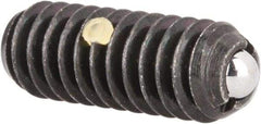 Vlier - 1/4-20, 0.125" Ball Diam, 0.675" Body Length, 0.035" Max Ball Reach, Threaded Ball Plunger - Steel Body, Stainless Steel Ball, 3 Lb Initial End Force, 7 Lb Final End Force, Locking Element - USA Tool & Supply